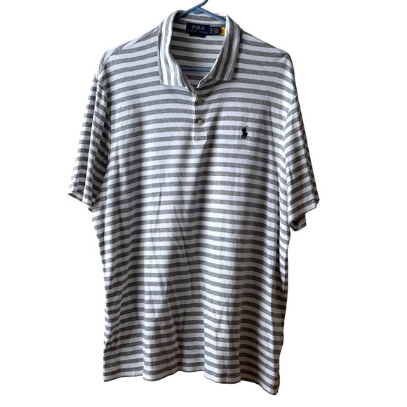 Polo Ralph Lauren Other - Polo Ralph Lauren Men Classic Fit‎ Striped Short Sleeve Polo Shirt XL Gray White